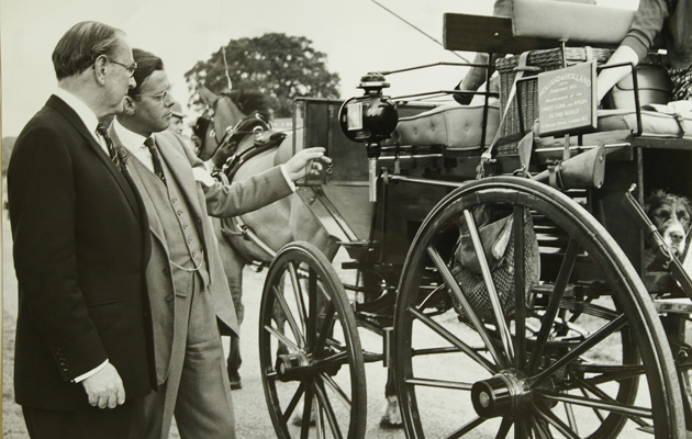 Malcolm Lyell shows off the Holland & Holland carriage in 1961