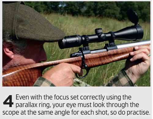  /></noscript></p>
<h2>Reader question on parallax</h2>
<p><em>Q: What is parallax adjustment on a scope and why is it important? Is it only a focus knob? </em></p>
<p>A: There are two types of scopes. The first type is usually a cheaper, more basic model that will have a fixed parallax, typically set around 100 yards or 150 yards. The other type has an adjustable parallax, which is found in most top-end scopes, particularly those designed for long-range shooting.</p>
<p>Parallax, as most will know, focuses the image in the scope, enabling you to see it clearly, but it also has another function. It sets the lenses within the scope to be on the same plane. Why is this an important feature? Well, if the scope is slightly out of alignment, and so not in focus, you will find that if you move your head on the stock slightly to the left or right, it will appear to move the crosshairs off the target. This, of course, could result in a miss that could be more pronounced at longer ranges. By adjusting your scope’s parallax, you bring your target into sharp focus and at the same time minimise ‘parallax error’. You must also be sure to focus the eyepiece correctly when first setting up your scope to ensure correct alignment. To do this, point the scope towards the sky and adjust the eyepiece so as to bring the crosshair into focus.</p>
                    </div>
                </div>
                <div class=