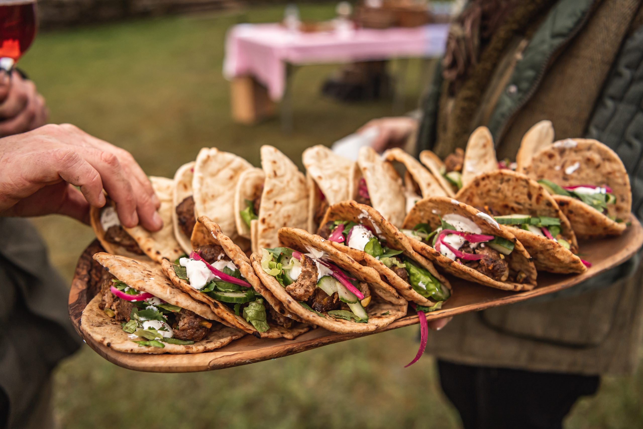 Tray of game tacos