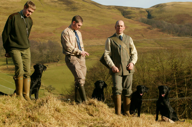 (Far right) David Lissett with his gundogs 