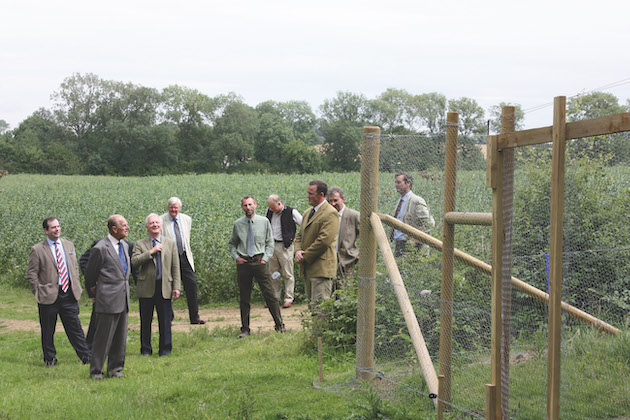 Prince Philip inspecting a pheasant release pen