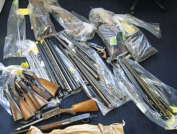 Gun collection found in wall