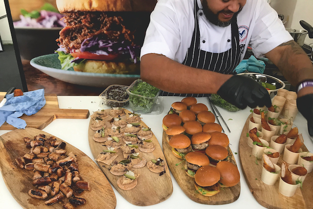 Preparing game meat canapes 