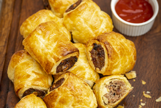 Confit duck sausage rolls