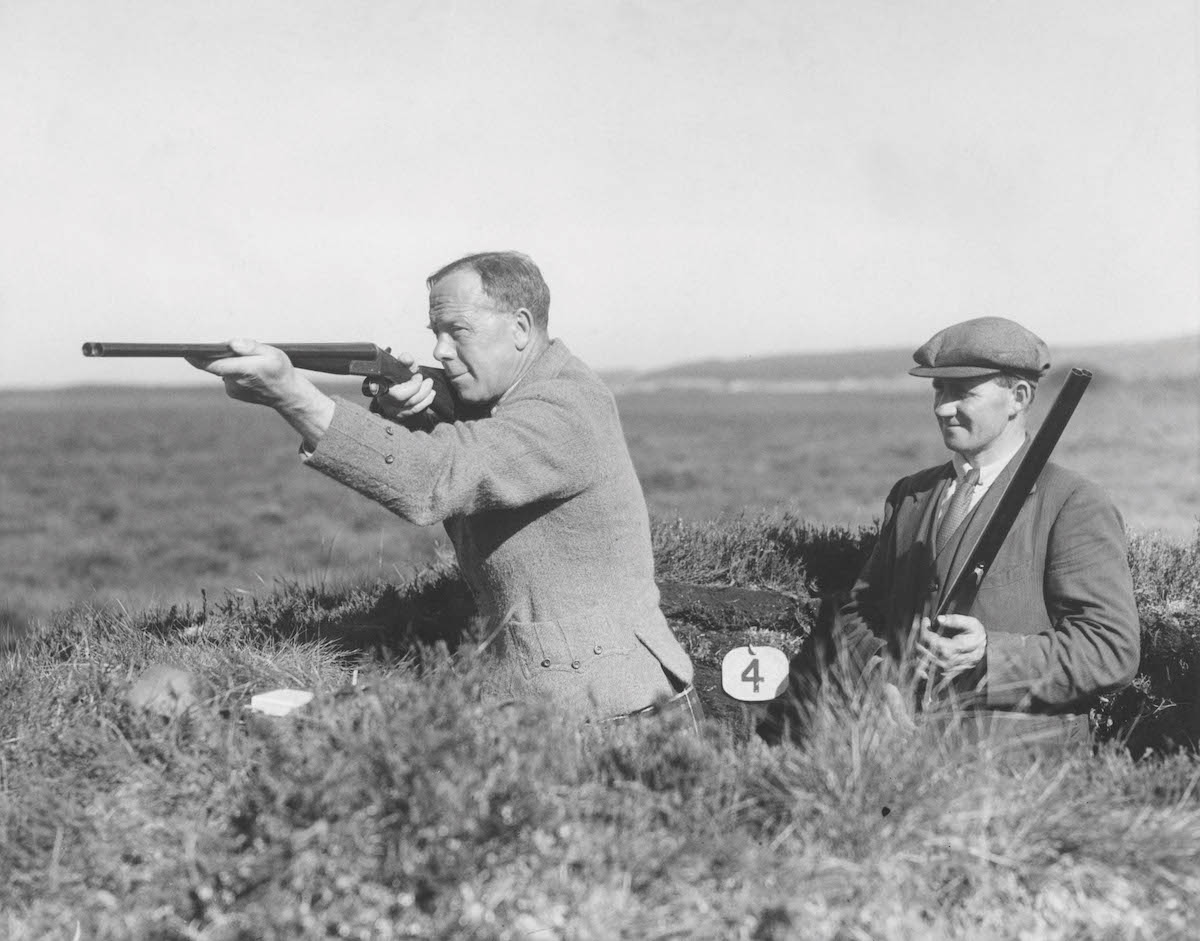 Shooting in 1930s on grouse moor 