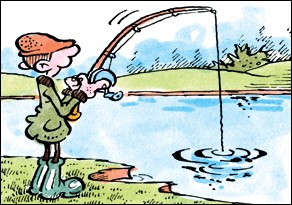 Dog goes fishing