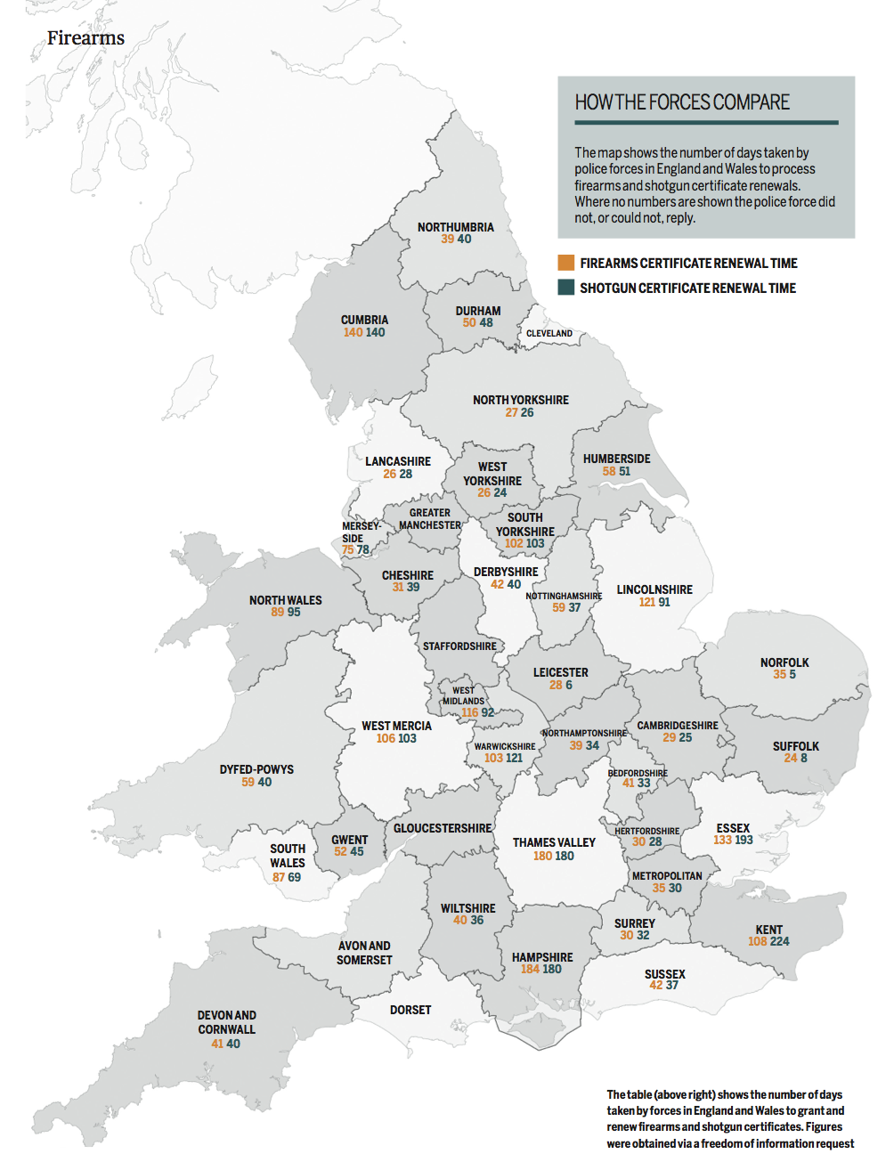 Firearms licensing by county