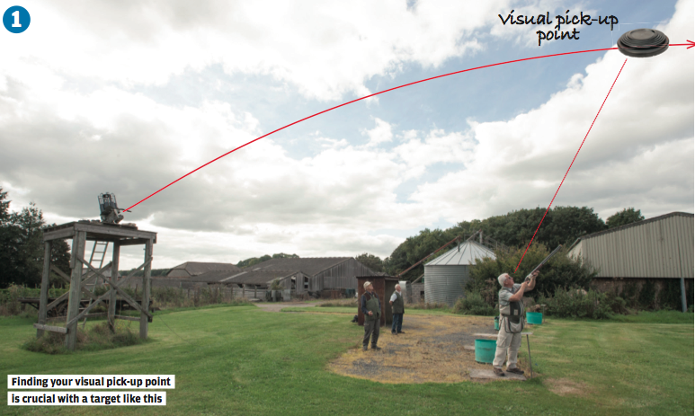A lesson shooting overhead clays from behind