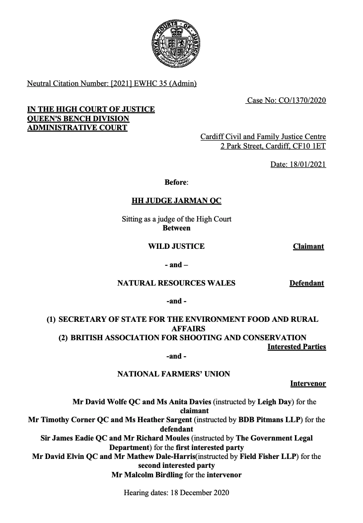 welsh general licences ruling 