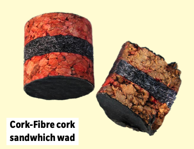 Cork fibre cork sandwich wad