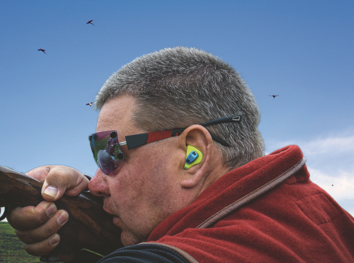 George Digweed clay shooting safely with ear and eye protection 