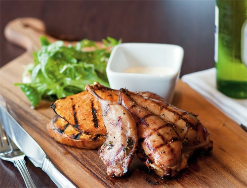 Spatchcock partridge with chargrilled sweet potato
