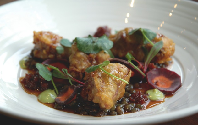 Tempura duck livers