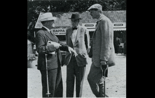 Sir Charles Bunbury, chairman of the East Suffolk CLA, talking with his son William and Major J. Holt-Wilson