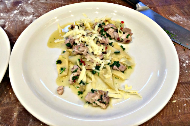 Rabbit with freshly made pasta