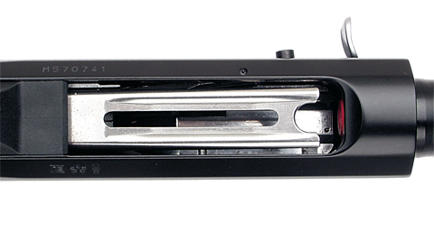 Benelli shotgun feed system.