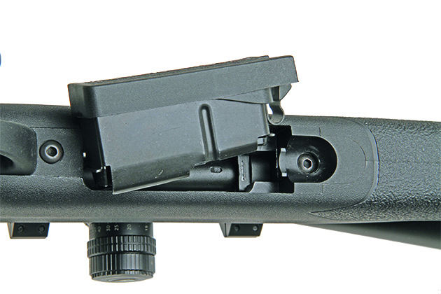 Four shot magazine system on rifle