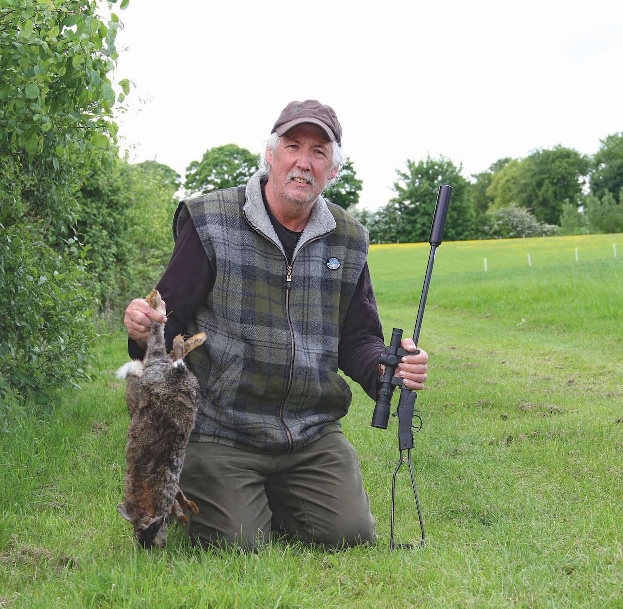 Shooter with shot rabbit 
