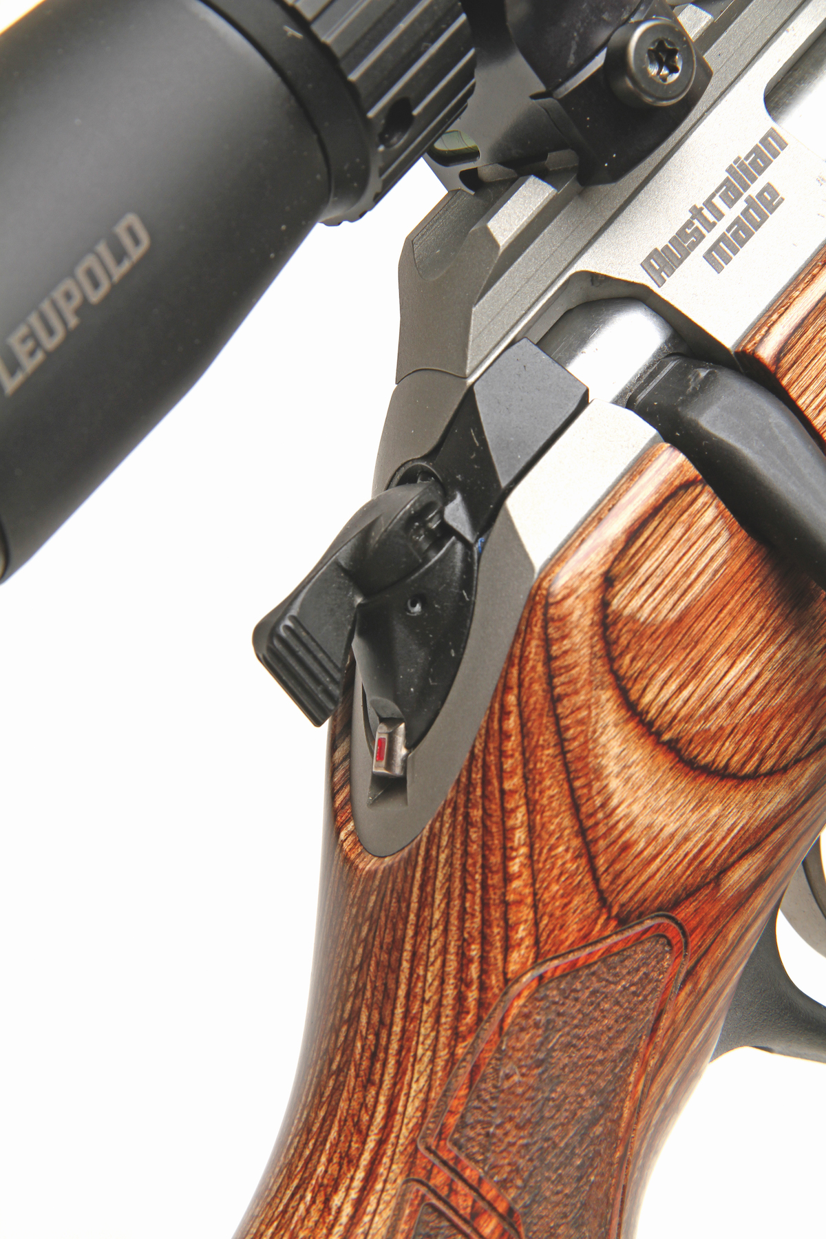 Safety catch on rifle
