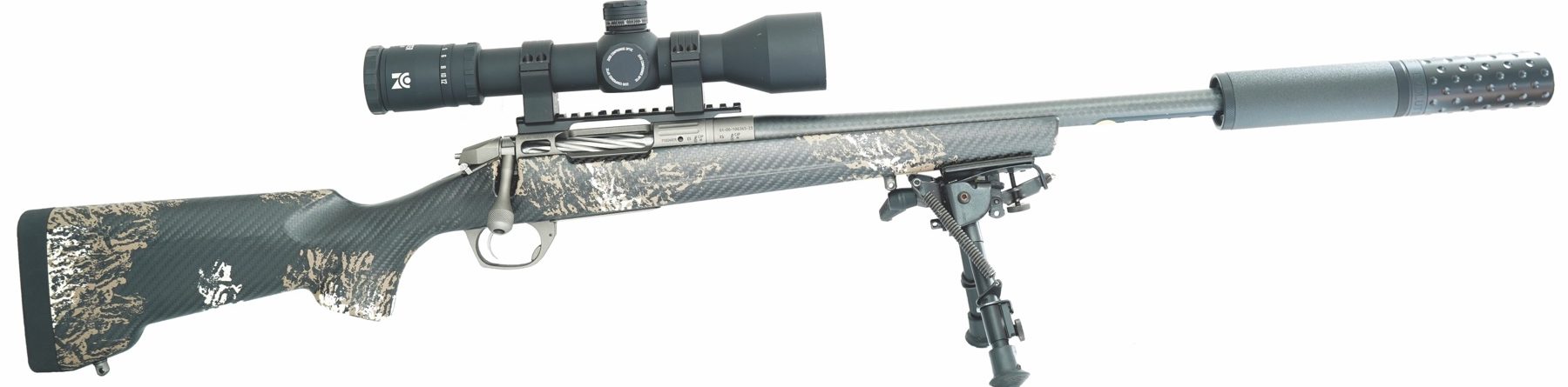 Bergara Premier CIMA Pro carbon-fibre rifle with moderator and bipod fitted