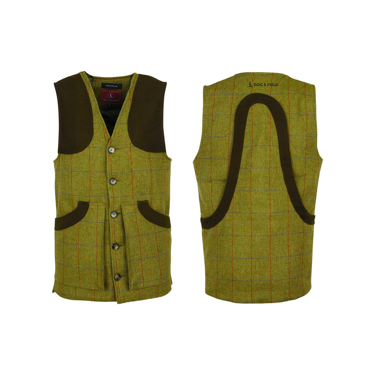 Dog and Field Heritage Forest tweed vest, front and back