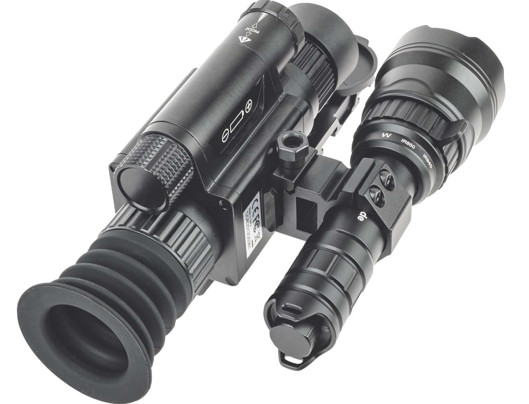 Fuego DS-X7 scope shown with an additional infrared illuminator attached alongside