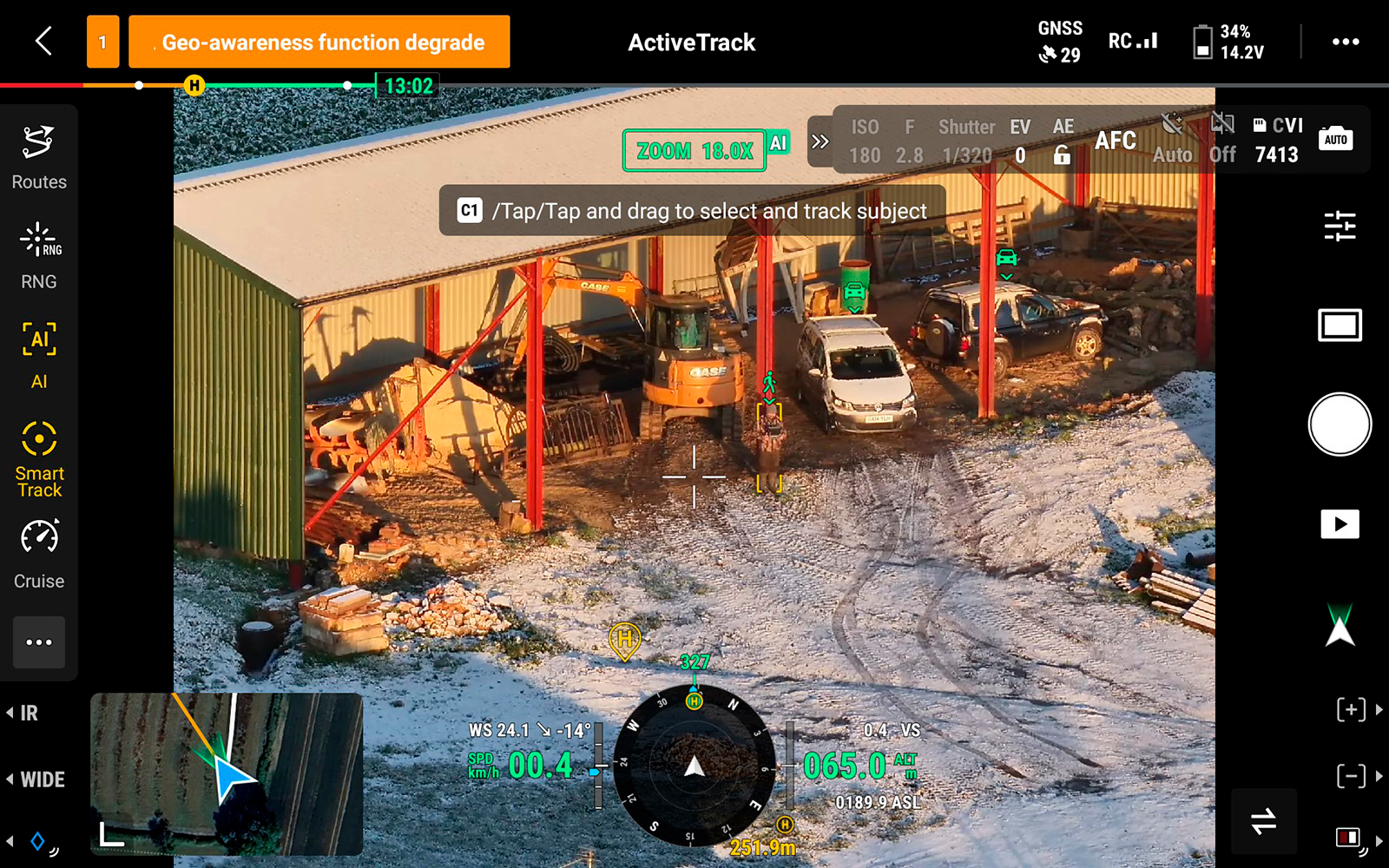 DJI Matrice 4T ActiveTrack and Smart Track identifying and locking on to objects in the camera view