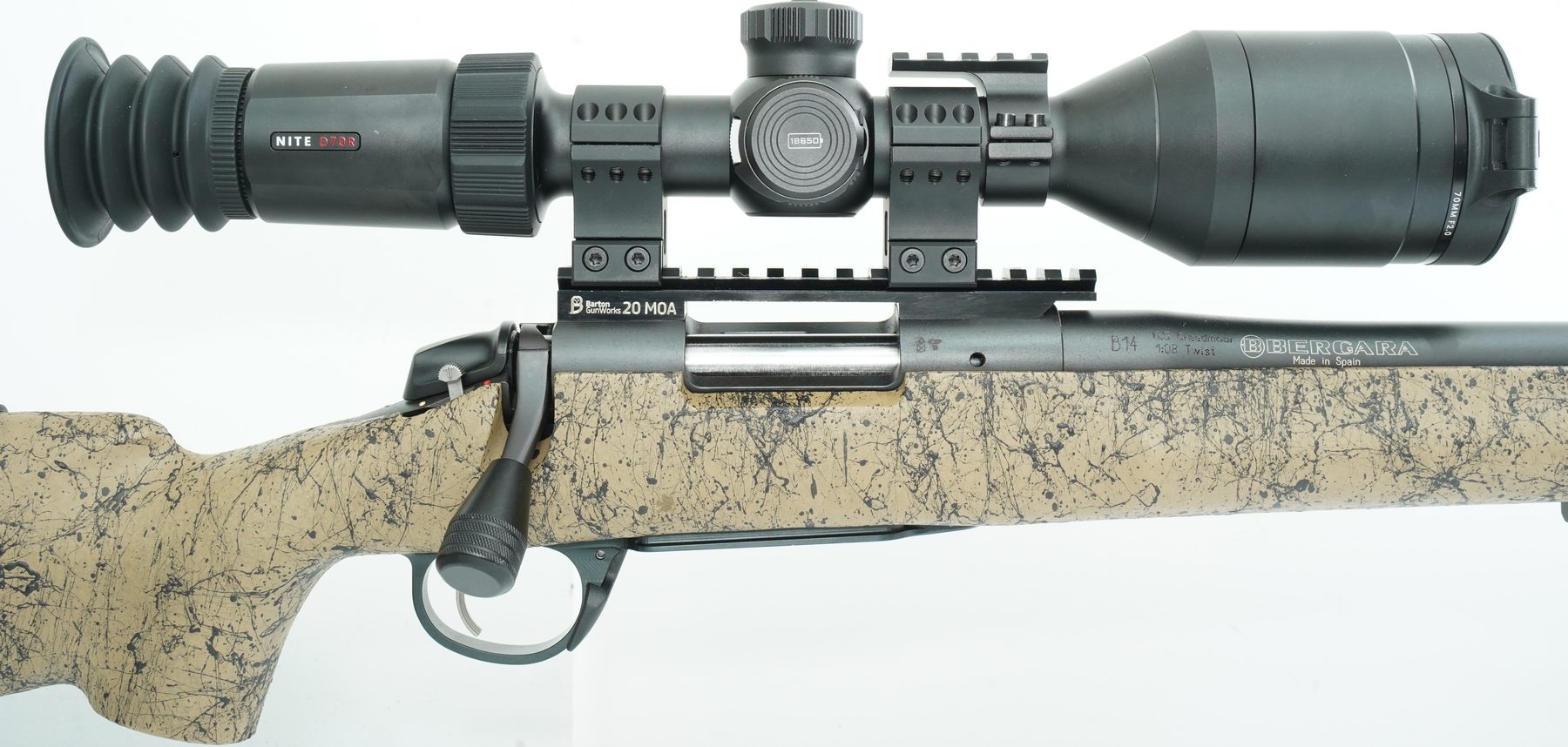 Nocpix Nite D70R digital day and night scope mounted on a Bergara B14 rifle