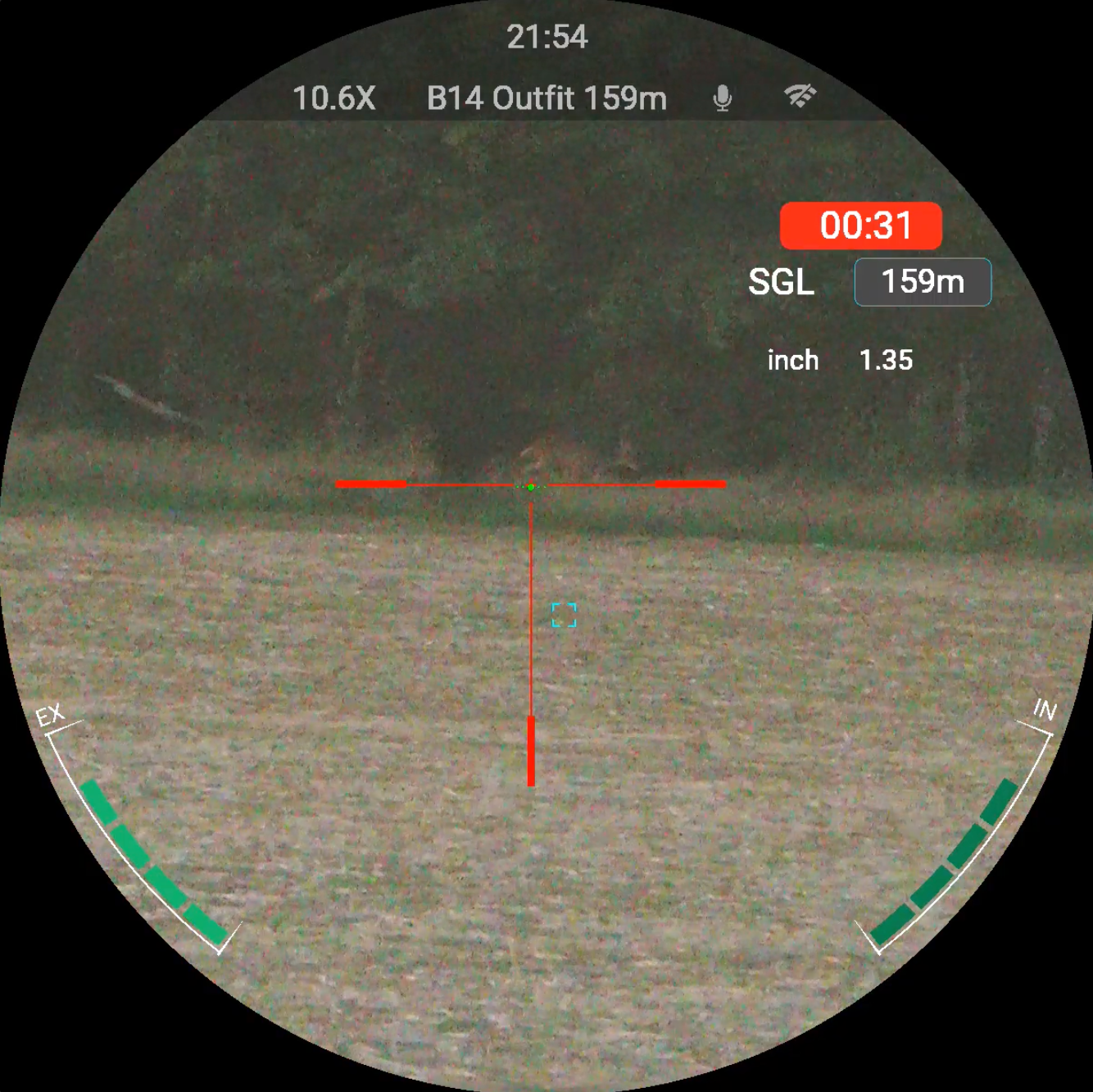 View through the Nocpix Nite D70R of a muntjac in fading light