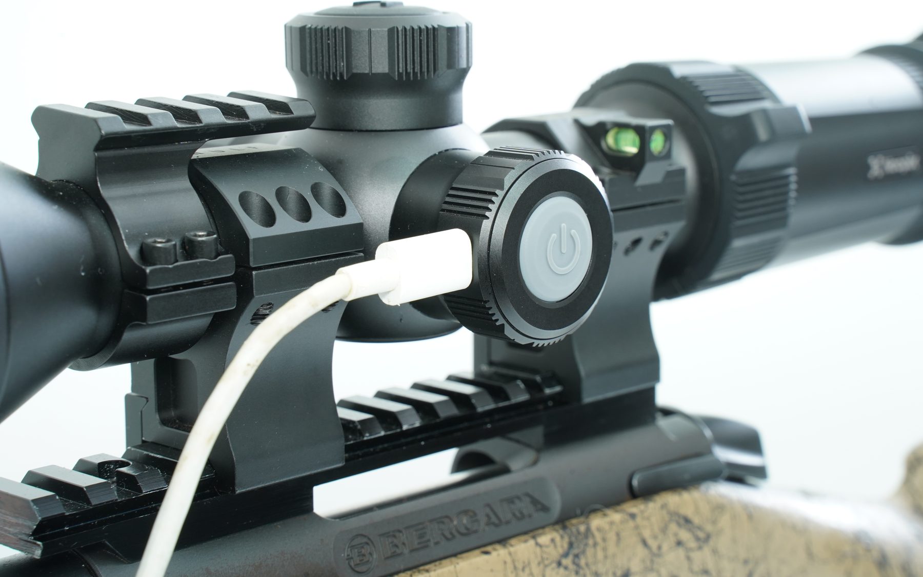 Nocpix Nite D70R power button and USB-C charging port on the left-hand turret