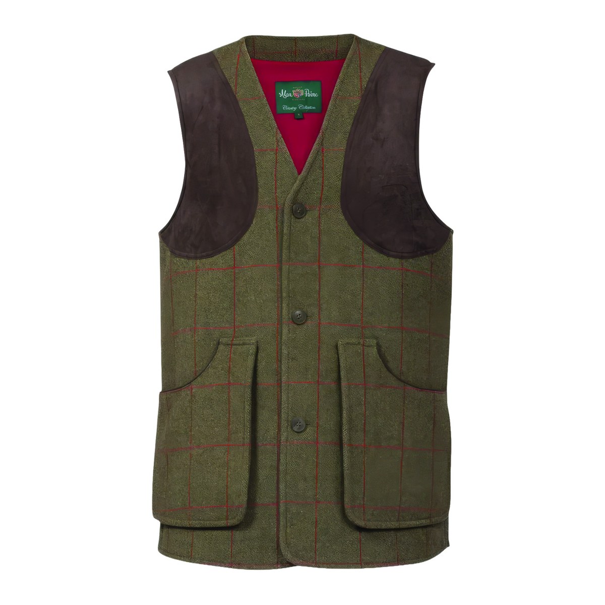 Alan Paine Combrook men's tweed shooting waistcoat with suede shoulder patches