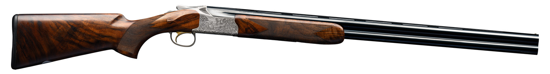 Browning 825 Game Prestige 12M over-and-under game gun with engraved action and walnut stock