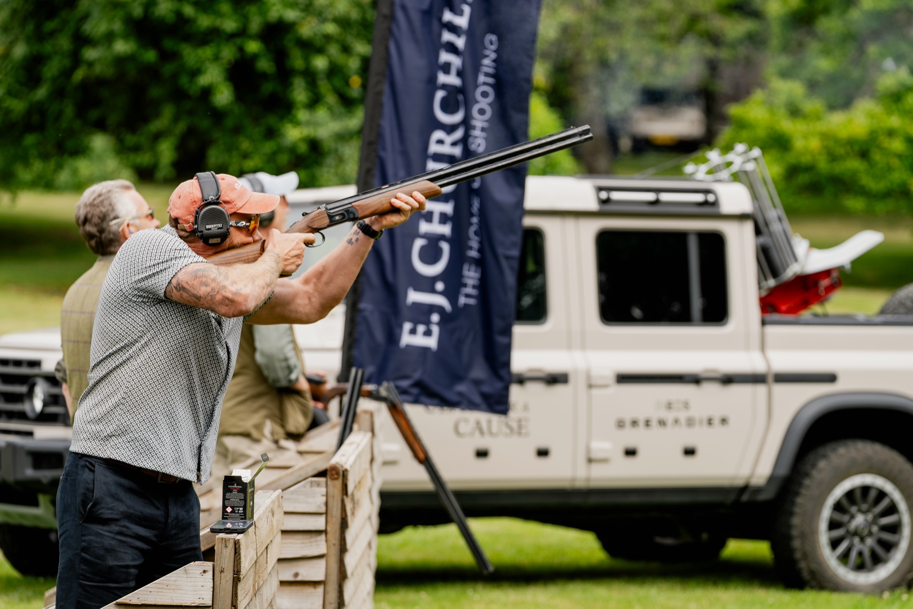 A Gun mounted and swinging on a clay target at Clays for a Cause