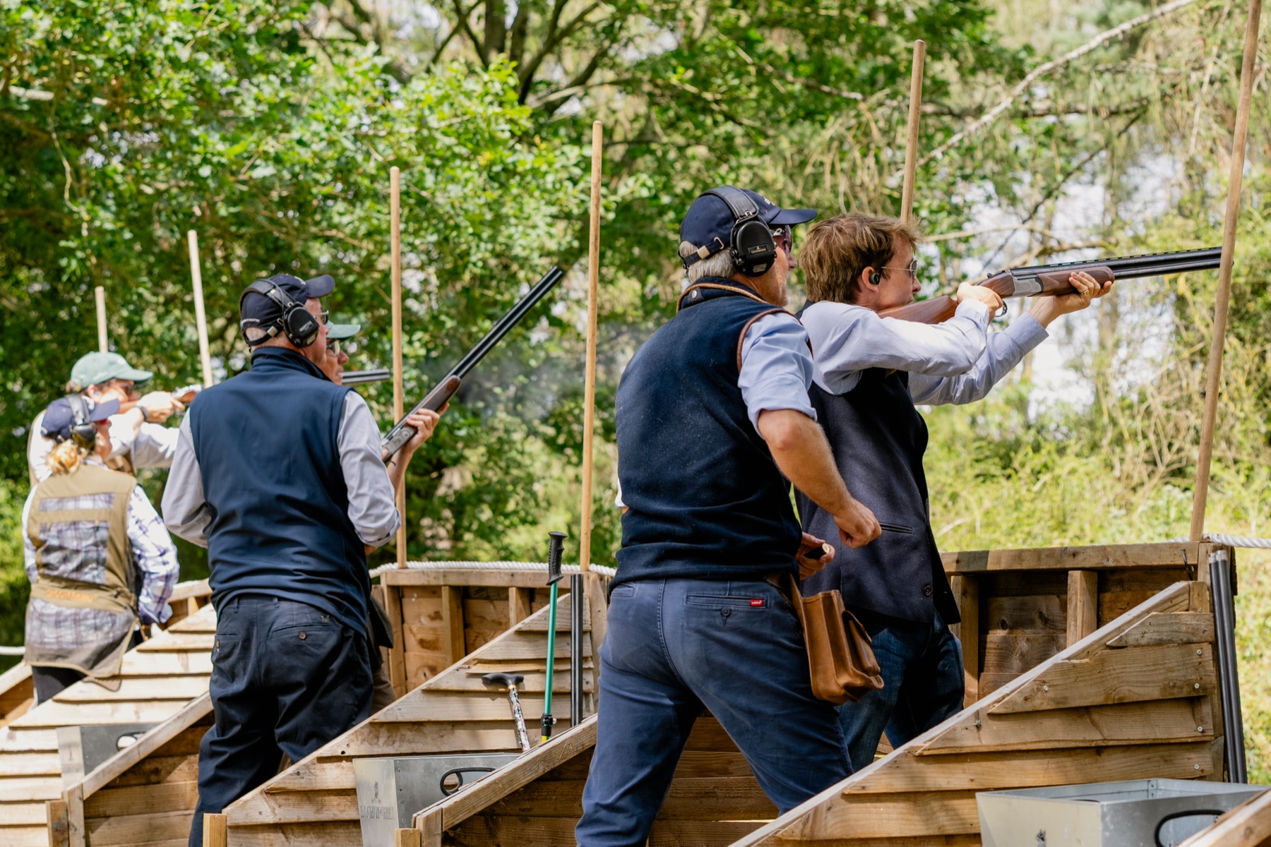 Two Guns shooting from a wooden stand on one of the six Clays for a Cause drives
