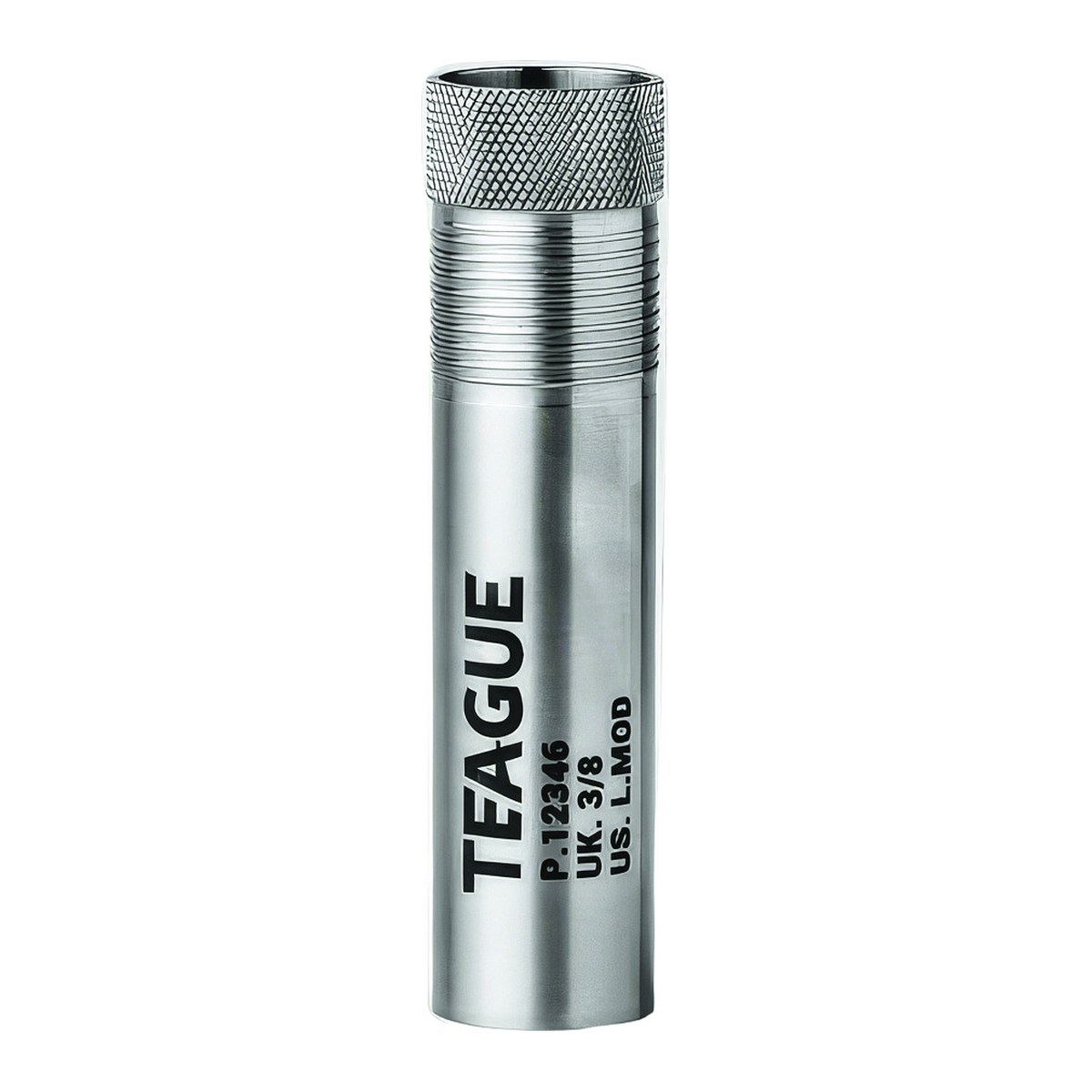 Teague long 12-bore extended thin-wall stainless steel choke marked L Mod
