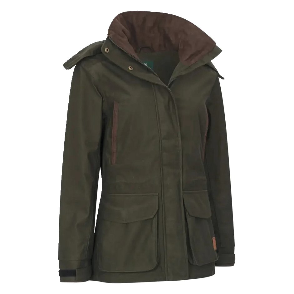 New Forest Ladies Marsh Jacket in dark green with a detachable peaked hood
