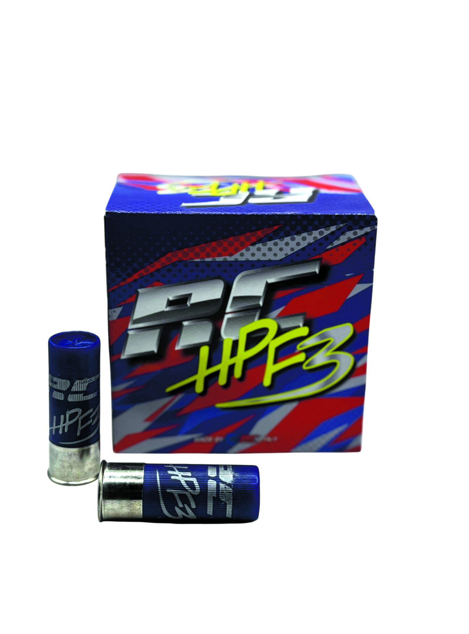 A box of RC HPF3 Blue non-lead shotgun cartridges