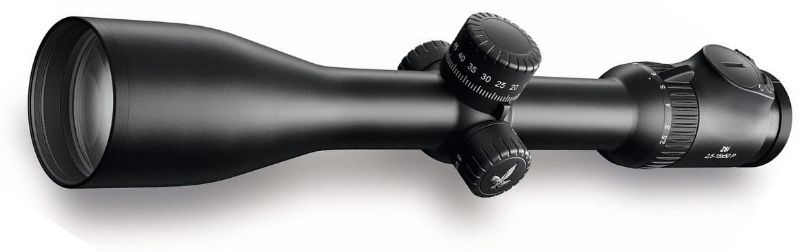 The Swarovski Z6i 2.5-15x50 P riflescope with a 30mm tube and illuminated reticle turret