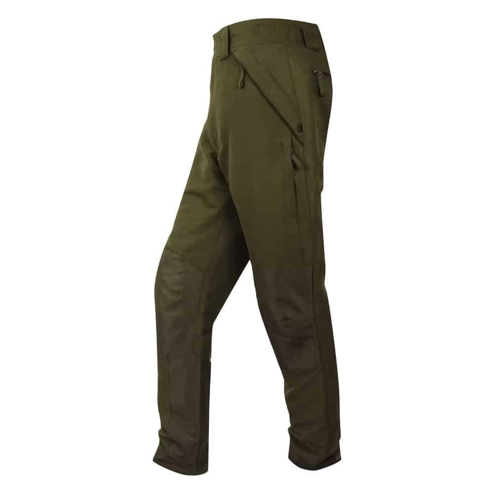 Hoggs of Fife Kincraig waterproof field trousers in olive green with reinforced knees