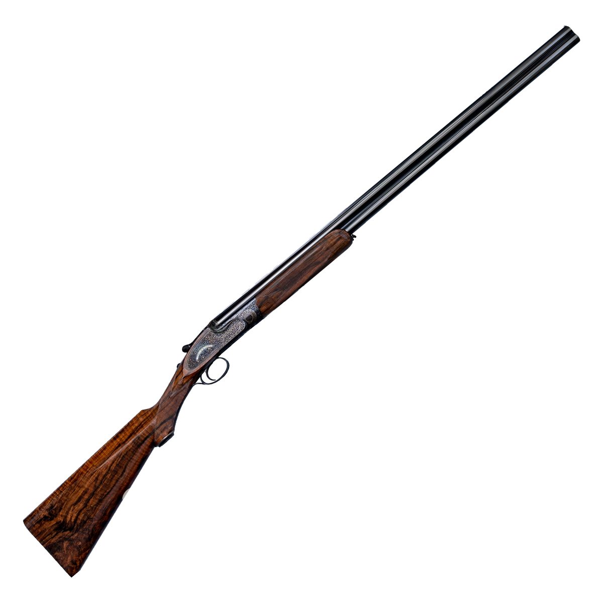 Holland & Holland Royal Over and Under shotgun with engraved sidelocks and dark walnut stock