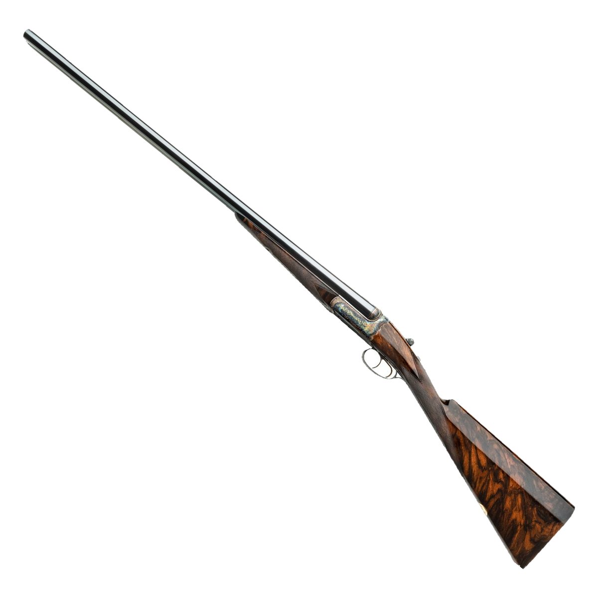 Westley Richards hand-detachable lock side-by-side shotgun with gold-inlaid action and walnut stock
