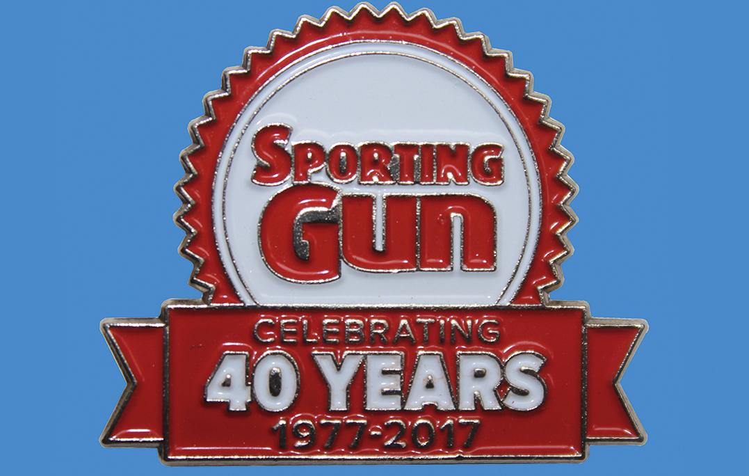 Sporting Gun 40th Anniversary Pin Badge